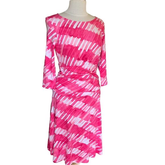NWT Tribal Pink White Geo Print Dress Flatten It Cotton Blend Size Small - Picture 1 of 12